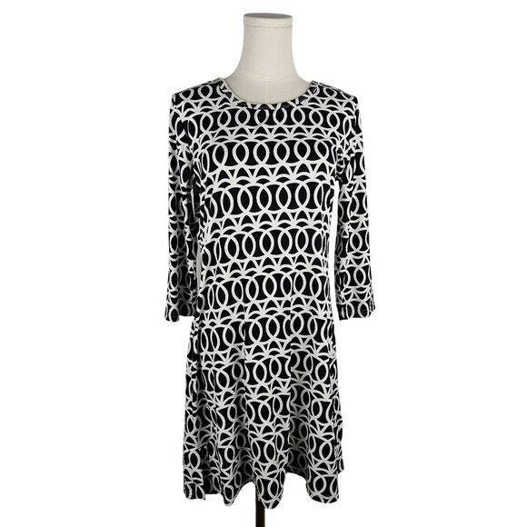 Lulu-B Dress Size Small Black & White Geometric Catalina Fabric Stretch Resort - Picture 1 of 7